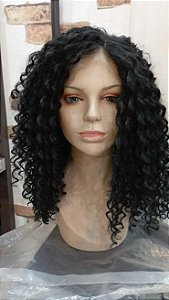 peruca front lace wig cabelo organico preto