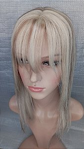 protese capilar feminina  loiro cabelo humano 35 cm 14x12cm