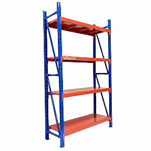 Estante Prateleira Em Aço 400kg (100kg Por Nível), Cor Azul com Laranja