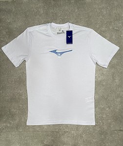 Camiseta Branca Mizuno Branca simbolo Degradê