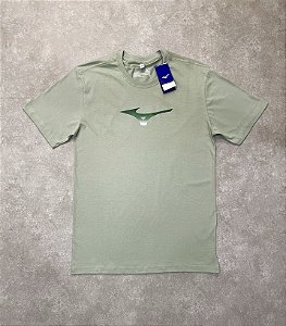 Camiseta Verde Mizuno Branca simbolo Degradê