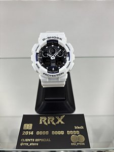 G-Shock GA-100 Branco com fundo Preto