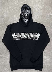 Moletom QuikSilver Letreiro 3 Listras Preto