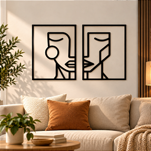 Conjunto de Quadros Decorativos Rosto Geométrico Egípcio