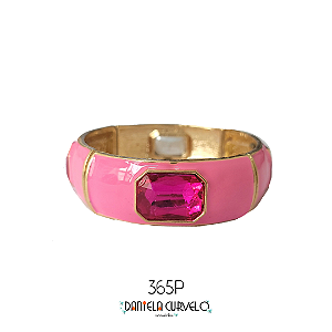 Bracelete Resinado Cristal Quadrado Rosa - PS365ROSA