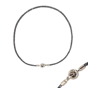 Gargantilha 2 em 1 Tubo de Strass Hematite Fecho C Prata - CL399