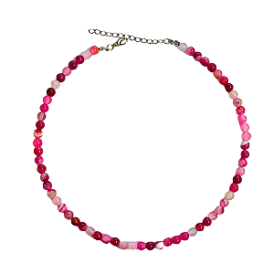Colar Bolas Ágata Rosa - Pedra Natural CL405