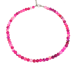 Colar Bolas Ágata Rosa - Pedra Natural CL405
