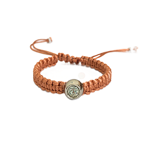 Pulseira Regulável Macramê Rose Gold Ponto de Luz Prateada  - PS529