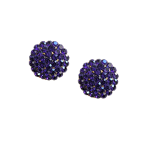 Brinco Redondo Strass Roxo Berinjela - BF1009