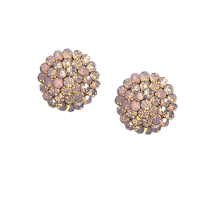 Brinco Redondo Strass Rosa Opal - BF1024