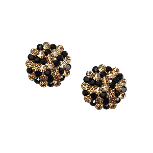 Brinco Redondo Pequeno Preto e Dourado