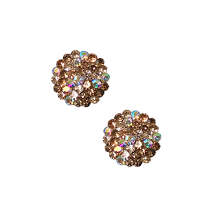 Brinco Redondo Strass Colorido Boreal Furta Cor Rosê e Dourado - BF1080