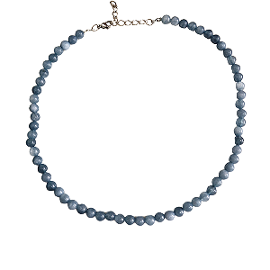 Colar Bolas Ágata Azul Acinzentado - Pedra Natural  - CL555