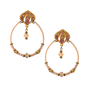 Argola Grande de Miçangas em Tons de Rosa com Dourado BG1834