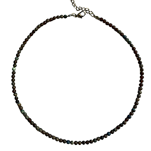 Choker de Pedras Naturais Cinza, Marrom e Tons de Azul CL613