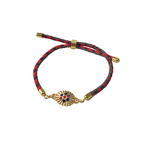 Pulseira Regulável Fio Especial Colorida com Pingente Dourado e Colorido 667P