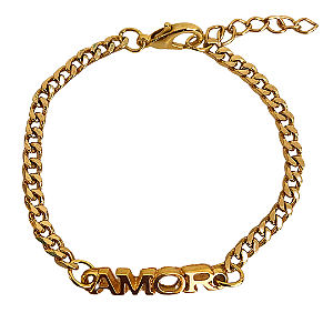 Pulseira de Corrente Dourada Amor 681P