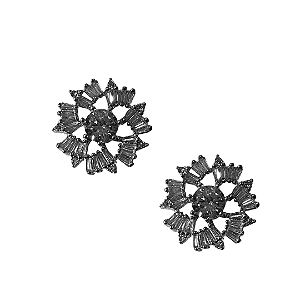 Brinco Semijoia Prata Flor Catavento com Cristais BM1924