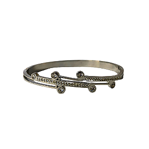 Bracelete de Aço Prata com 6 Círculos de Strass 716P