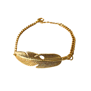 Pulseira Dourada com Pingente Pena 729P