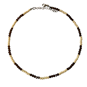 Choker de Cristais Marrom e Bege CL665