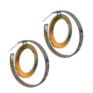 Brinco 2 Argolas Prata e Dourado BG1716