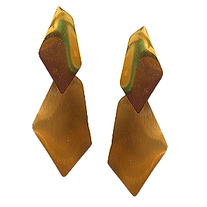 Brinco de Aço Losango Dourado Orgânico BG1929