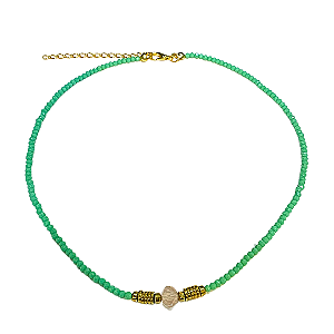 Choker de cristais verde agua com cristal rosê e hematita CL569