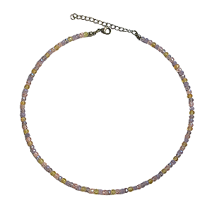 Choker de Cristais Amarelo Candy, Lilás Opal e Rosa Claro CL714