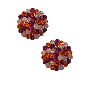Brinco Redondo de Strass Rosa Pink, Laranja e Rosa Opal BF1245