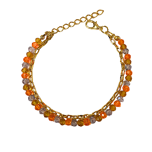 Pulseira de Cristais Caramelo, Laranja e Lilás 760P