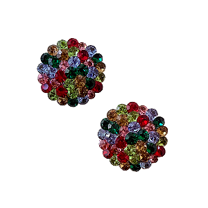 Brinco Redondo de Strass Colorido BF1249