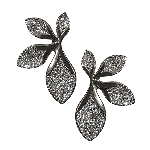 Brinco Meia Flor Prata com Strass BG2019