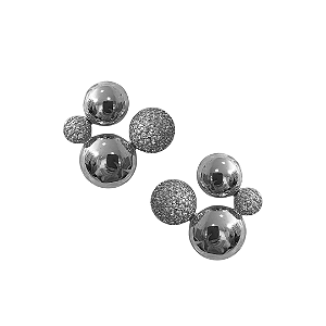 Brinco Esferas Pratas com Strass BF1258