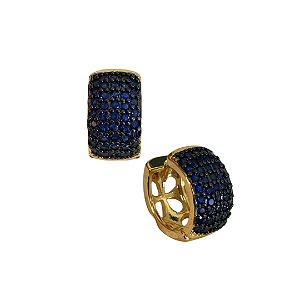 Argola Pequena Dourada com Zircônias Azul Marinho BF1260