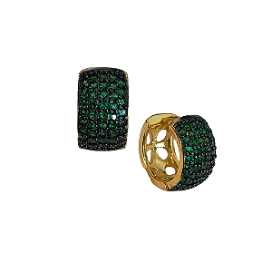Argola Pequena Dourada com Zircônias Verde BF1261