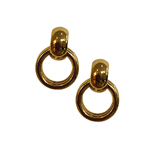 Brinco de Aço Argolinhas Douradas Penduradas BF1263