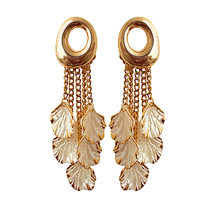 Brinco Orgânico Dourado com Correntes e Conchas BG2034