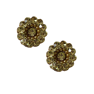 Brinco Redondo de Strass e Pérolas Manteiga BF1266