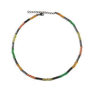 Choker de Cristais Candy com Hematita Prata CL755