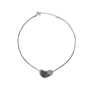 Choker de Aço Prata com Pingente Orgânico CL764