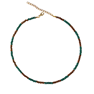 Choker de Cristais Verde-água Escuro e Cobre CL766