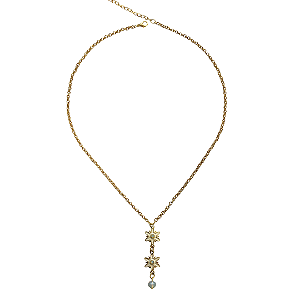 Colar Dourado com Pingente de Flor e Cristal CL770