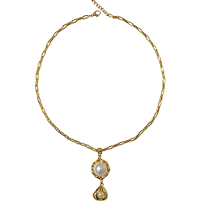 Colar Dourado com Pingentes Orgânicos de Pérola CL771