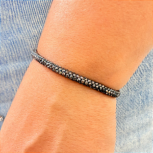 Pulseira de Tubo de Strass Hematite 789P