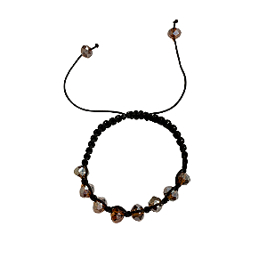 Pulseira de Cristais Marrom Brilhante com Preto 794P