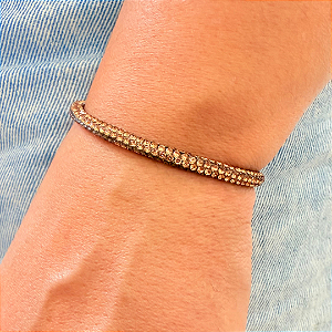 Pulseira de Tubo de Strass Dourado Macramê 795P