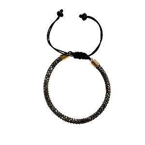 Pulseira de Tubo de Strass Hematite Macramê 796P