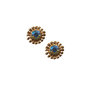 Brinco Pequeno Ponto de Luz Pontilhado com Cristal Furta-cor BF1277